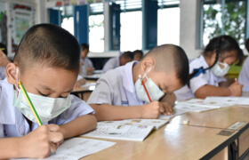 students wearing face masks