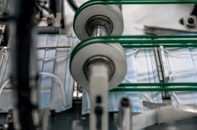 detail of the medical masks manufacturing process